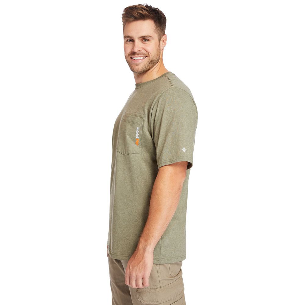 Tricouri Timberland Barbati Masline Verzi - Pro® Big & Tall Base Plate Short-Sleeve - Romania - XZSY